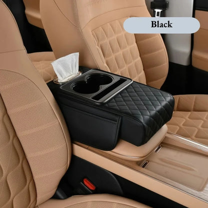 Car Armrest Cushion with 2 Cup Holders – Center Console Heightening Pad (All Seasons)