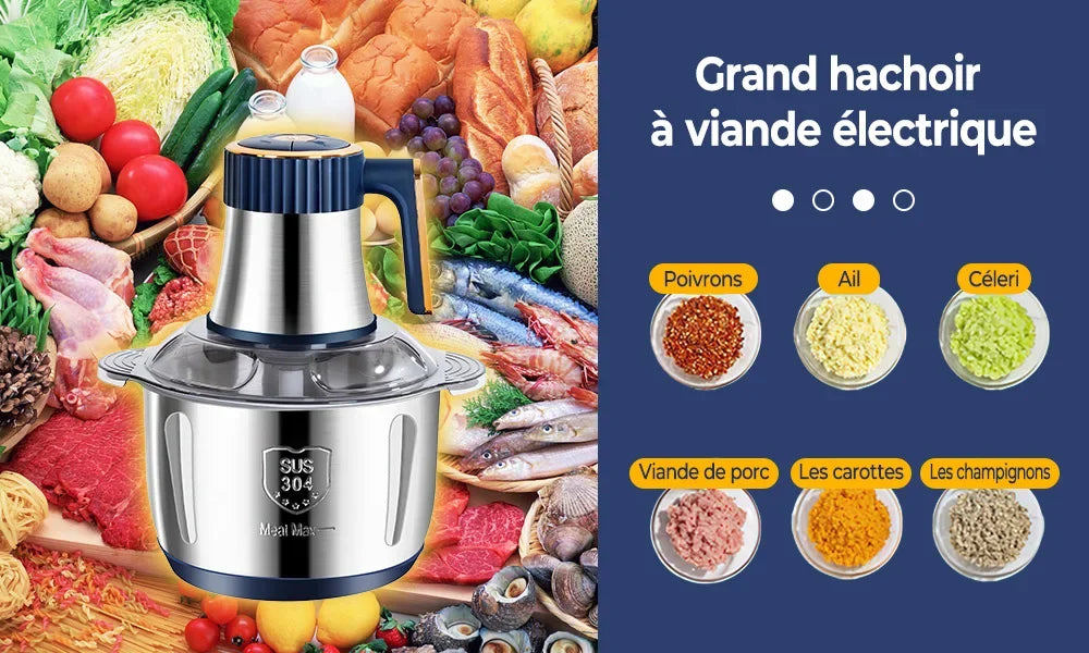 Electric Meat Grinder & Food Chopper 5L – Stainless Steel Multifunction Kitchen Processor
