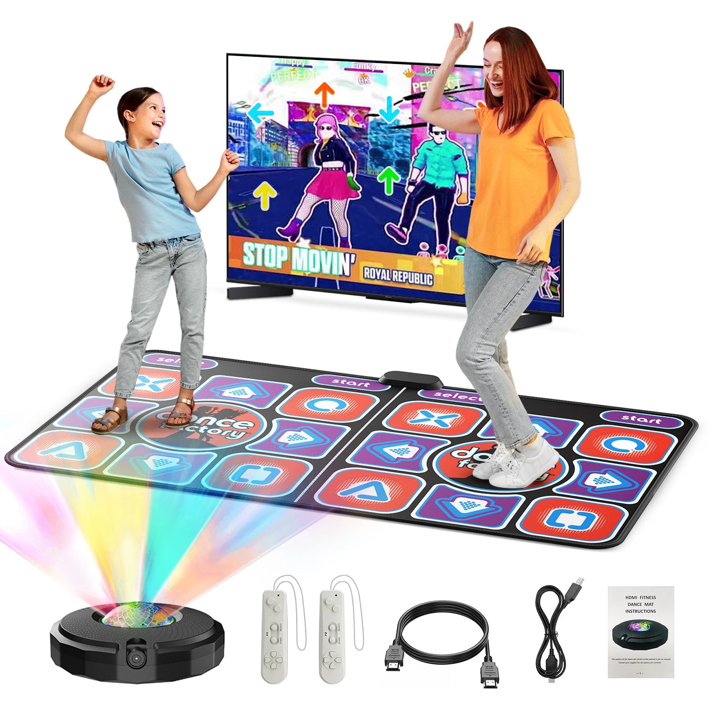 Double Dance Mat for TV – 2 Player Music Game Mat with Controllers