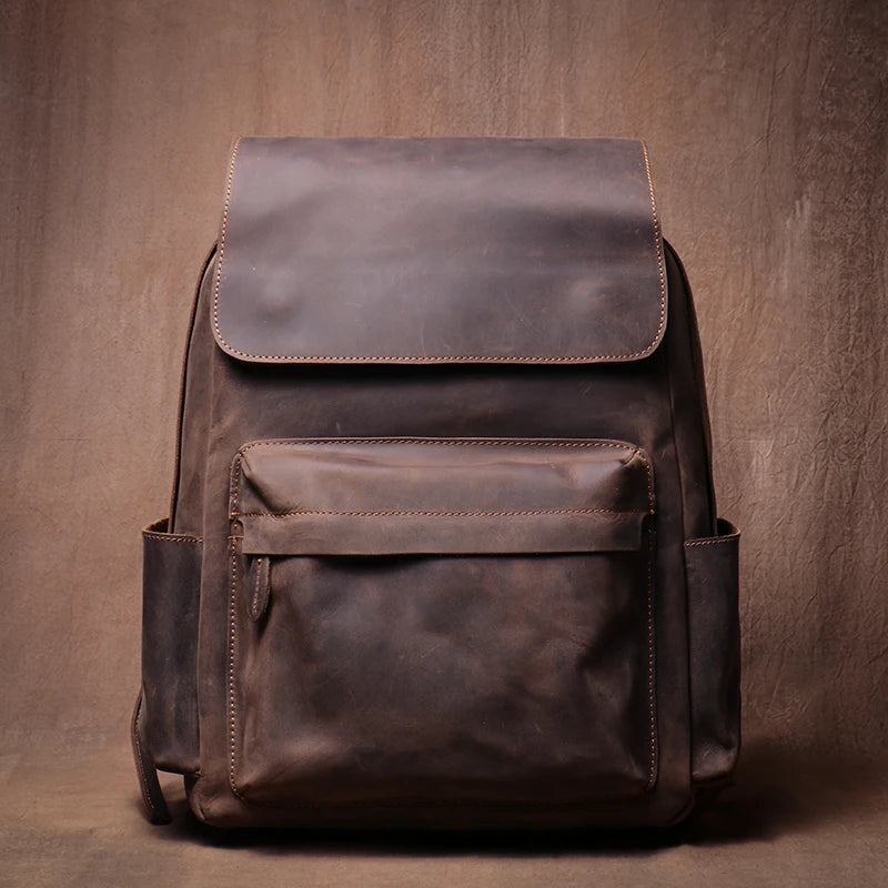 LUOKIR Genuine Leather Vintage Laptop Backpack