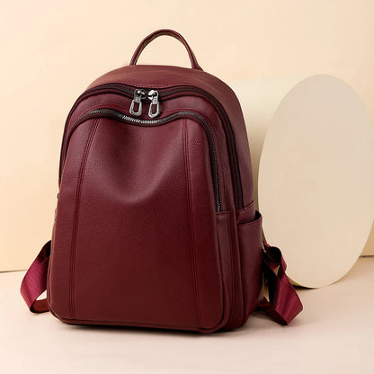 High Quality Vintage Leather Women’s Backpack – Large Capacity School & Travel Bag