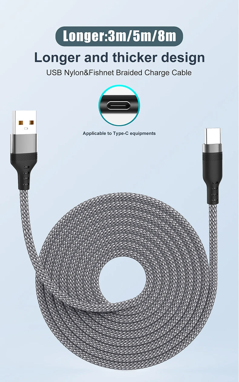 USB-C Fast Charging Cable 5A – Super Fast Charge for iPhone 15/16/17, Samsung, Huawei & More