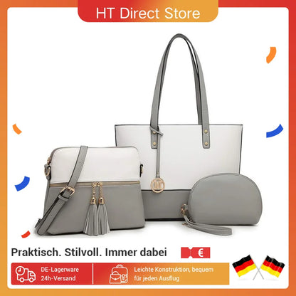 Miss Lulu 3PCS Women’s Handbag Set – Large Tote, Shoulder Bag & Briefcase