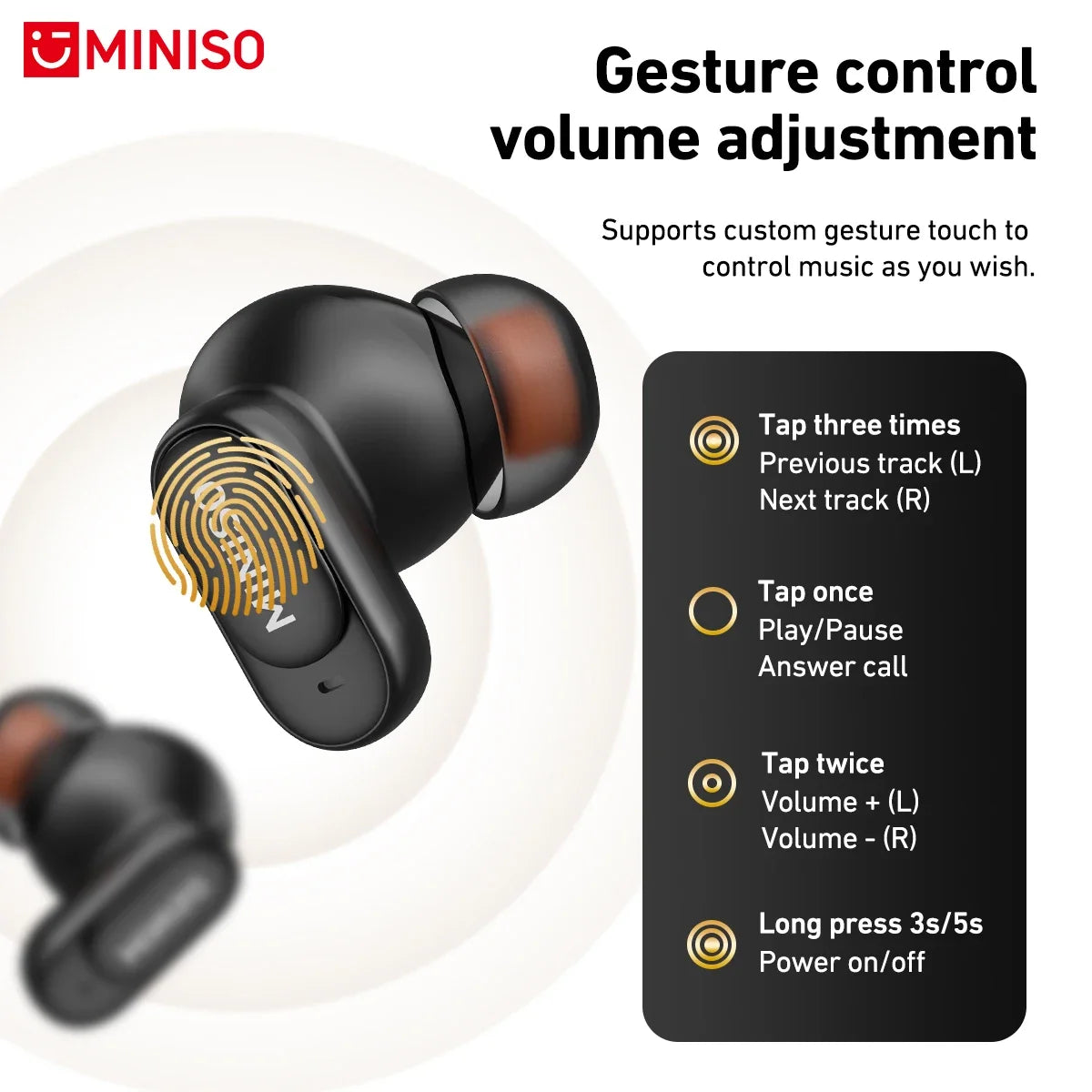MINISO MS105 Bluetooth Earbuds – Wireless In-Ear Headphones with IPX5 Waterproof