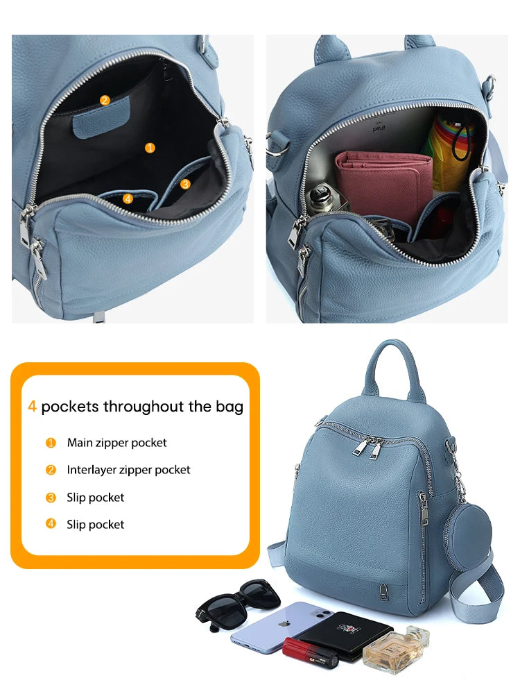 Zency Genuine Leather Women’s School & Travel Backpack
