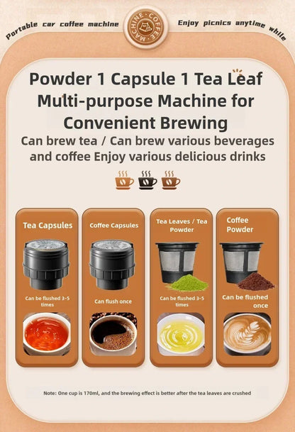 TINSOL Portable Coffee Maker Electric Capsule Grind Coffee Brewer is suitable for ground coffee and KCUP Capsule coffee capsules