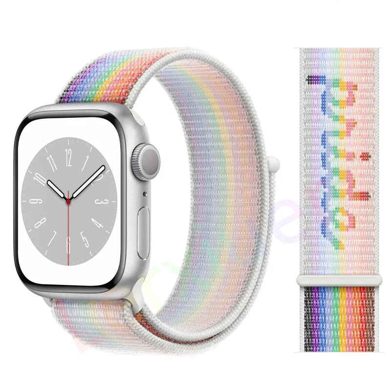 Nylon Loop Strap for Apple Watch Band 46mm 44mm 40mm 42mm 45mm 41mm 49mm 44 mm Bracelet iWatch Series Ultra 2 11 10 9 SE 7 6 5 4