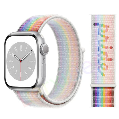 Nylon Loop Strap for Apple Watch Band 46mm 44mm 40mm 42mm 45mm 41mm 49mm 44 mm Bracelet iWatch Series Ultra 2 11 10 9 SE 7 6 5 4