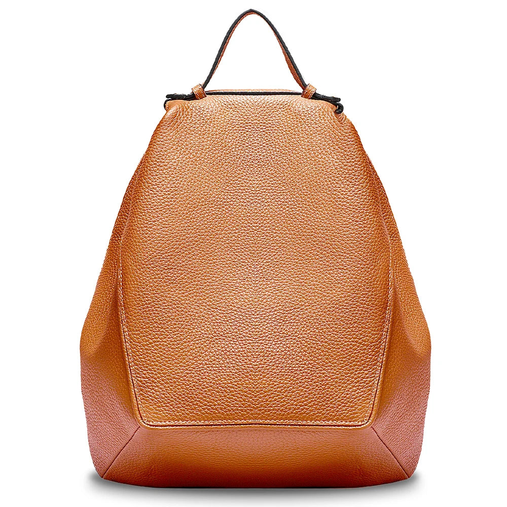 Zency Classic Genuine Leather Women’s Backpack – Khaki Roomy Satchel with A4 & iPad Storage