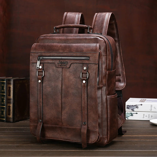 JEEP Markë çanta shpine lëkure për burra, modë urbane, çanta shkolle për laptop 14 inç, raste biznesi, e papërshkueshme nga uji, mochila EASTPAK 30L e Re