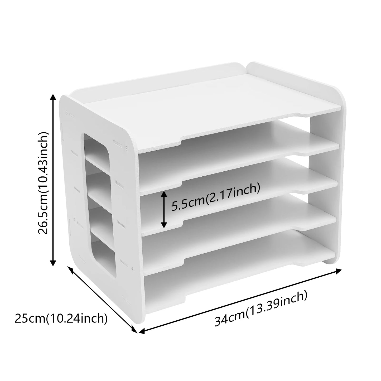5-Tier Desktop Organizer, Tidy Storage Compartments, Desktop Storage Rack, 10kg Single-Layer Loading Letter Tray for Office Home