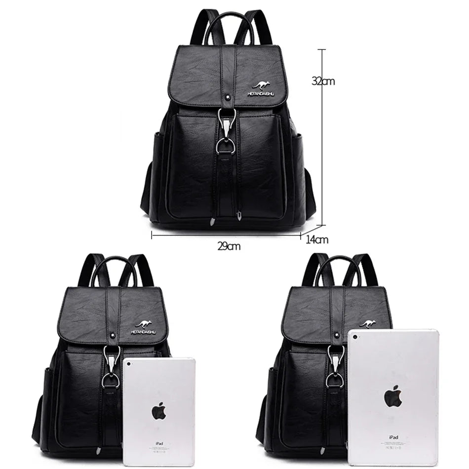Luxury Soft Leather Women’s Backpack – Fashion School & Shoulder Bag for Girls