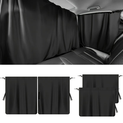 4PCS Car Privacy Curtain Set – Detachable Window Shades for Travel & Camping