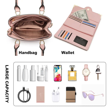 Miss Lulu WOMEN'S handbag Medium WOMEN'S Shopper Set Elegant PU leather handbag Ideal for Everyday Work