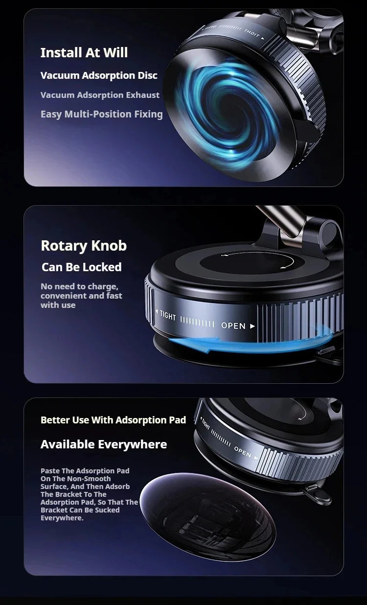 MagSafe Car Phone Holder – Magnetic Suction Cup Mount with 360° Rotation & Foldable Design