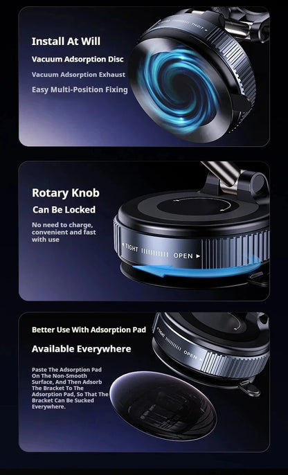 MagSafe Car Phone Holder – Magnetic Suction Cup Mount with 360° Rotation & Foldable Design