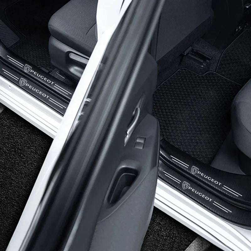 Car Accessories Car Door Sill Protector Welcome Pedal Decoration Leather Stickers For New Peugeot 206 208 207 3008 308 2008 107