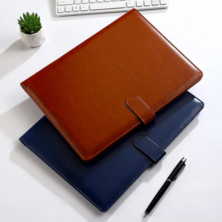A4 PU Leather Folder Organizer – Multi-Functional Business Portfolio with Pen Holder & Card Slots