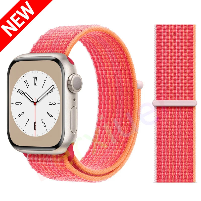 Nylon Loop Strap for Apple Watch Band 46mm 44mm 40mm 42mm 45mm 41mm 49mm 44 mm Bracelet iWatch Series Ultra 2 11 10 9 SE 7 6 5 4