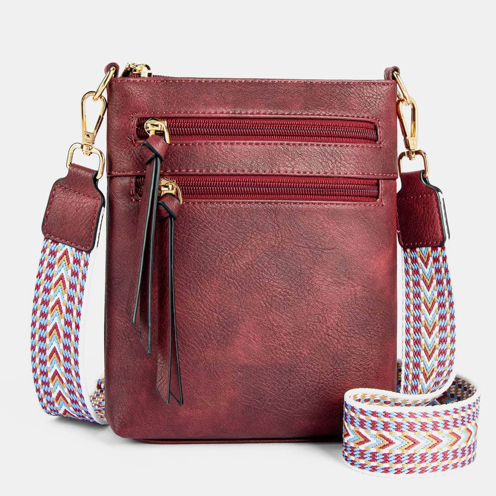 Women’s Double Zipper Crossbody Bag – Casual Retro Shoulder Phone Bag