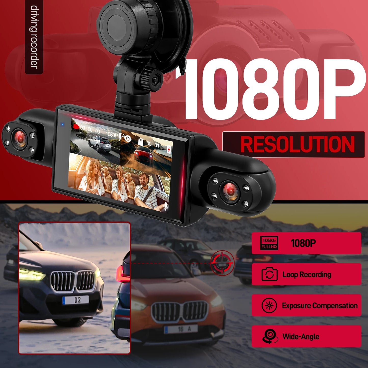 1080P 4-Camera Dash Cam – Full Protection Recording System