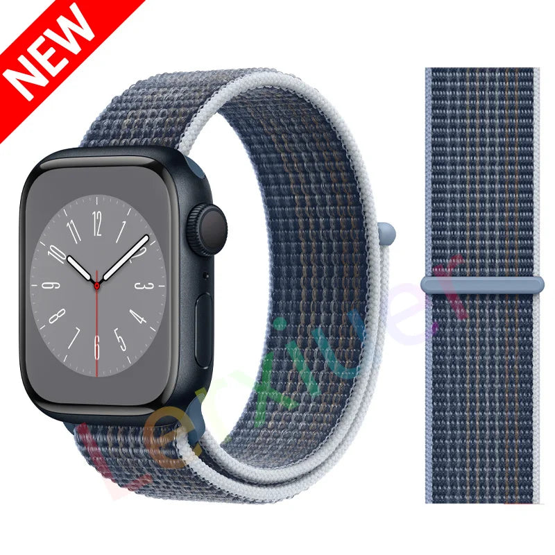 Nylon Loop Strap for Apple Watch Band 46mm 44mm 40mm 42mm 45mm 41mm 49mm 44 mm Bracelet iWatch Series Ultra 2 11 10 9 SE 7 6 5 4