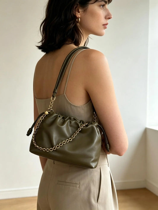 Designer stylish high-end textured leather cloud bag, luxurious ladies' high-quality shoulder and crossbody bag