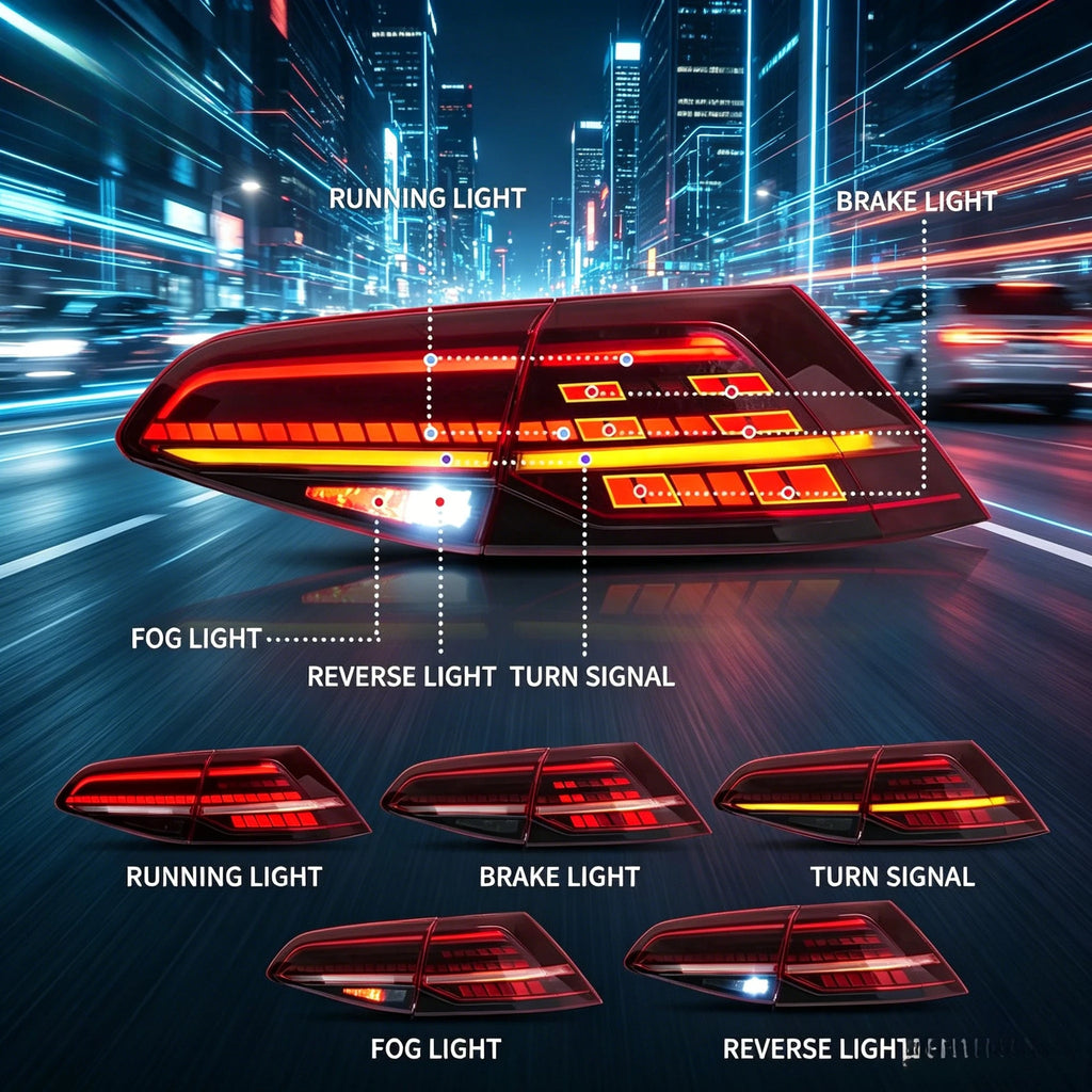 Full LED Sequential Tail Lights – VW Golf MK7/MK7.5 2013-2021, Waterproof & Anti-Fade