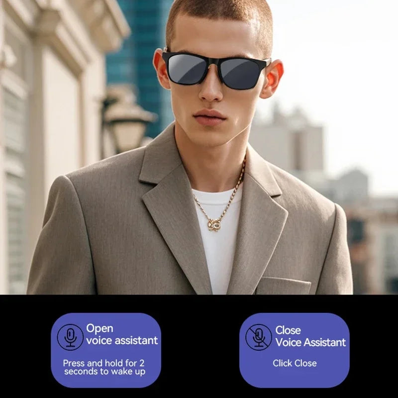 Lenovo NEW 1600W Sunglasses Wireless Bluetooth AI Glasses Smart Remote Control Touch Photo Recording Voice Assistant Translator