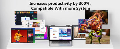 Amoudo 14” Dual Portable Monitor – FHD 1080P IPS Triple Screen for Laptops (USB-C)