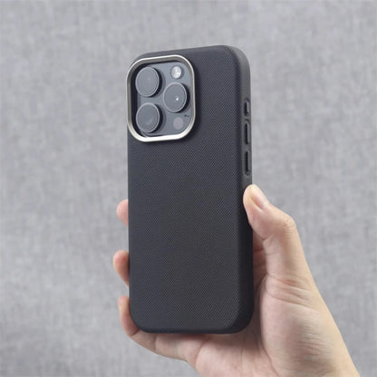 Luxury Alloy Lens Frame Leather Magnetic Case – MagSafe Compatible for iPhone 17/16/15/14/13 Pro Max