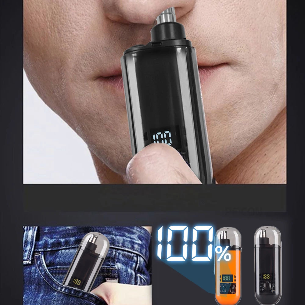 USB Rechargeable Nose & Ear Hair Trimmer – Mini Electric Grooming Shaver for Men