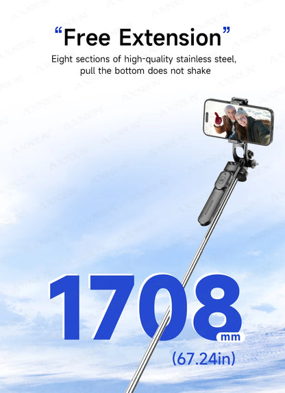 F16 Selfie Stick Tripod – 170cm Extendable with Bluetooth Remote & 360° Rotation