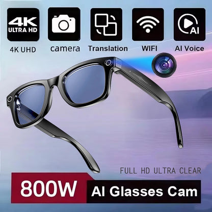 AI Smart Camera Glasses – Photo/Video Recording, Translation & Call Sunglasses (Waterproof)
