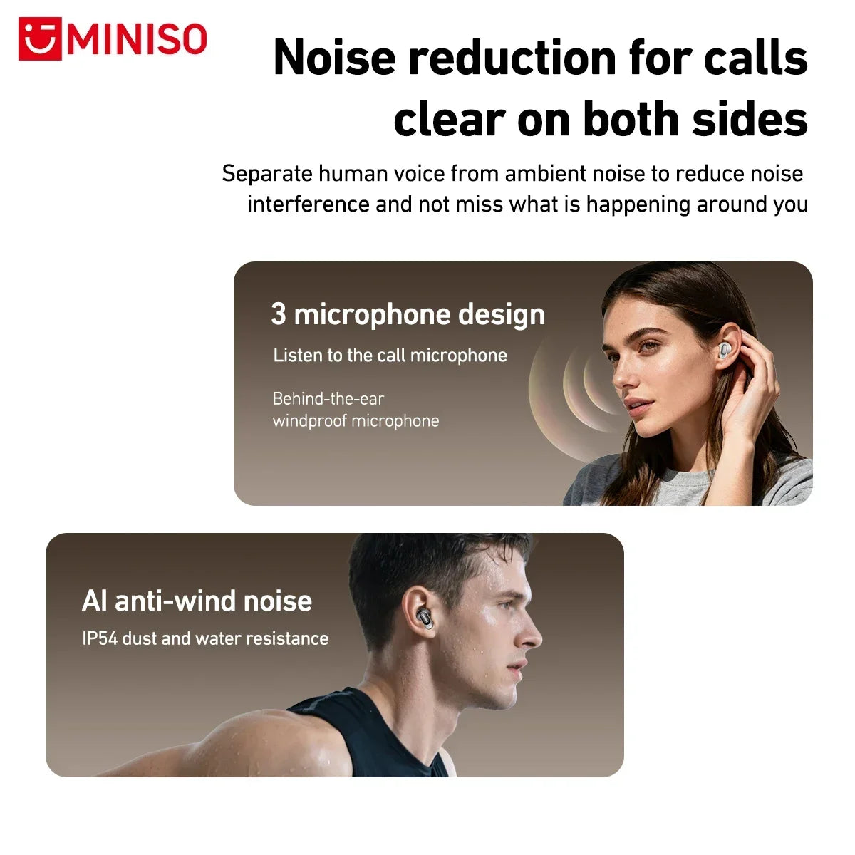 MINISO MS105 Bluetooth Earbuds – Wireless In-Ear Headphones with IPX5 Waterproof