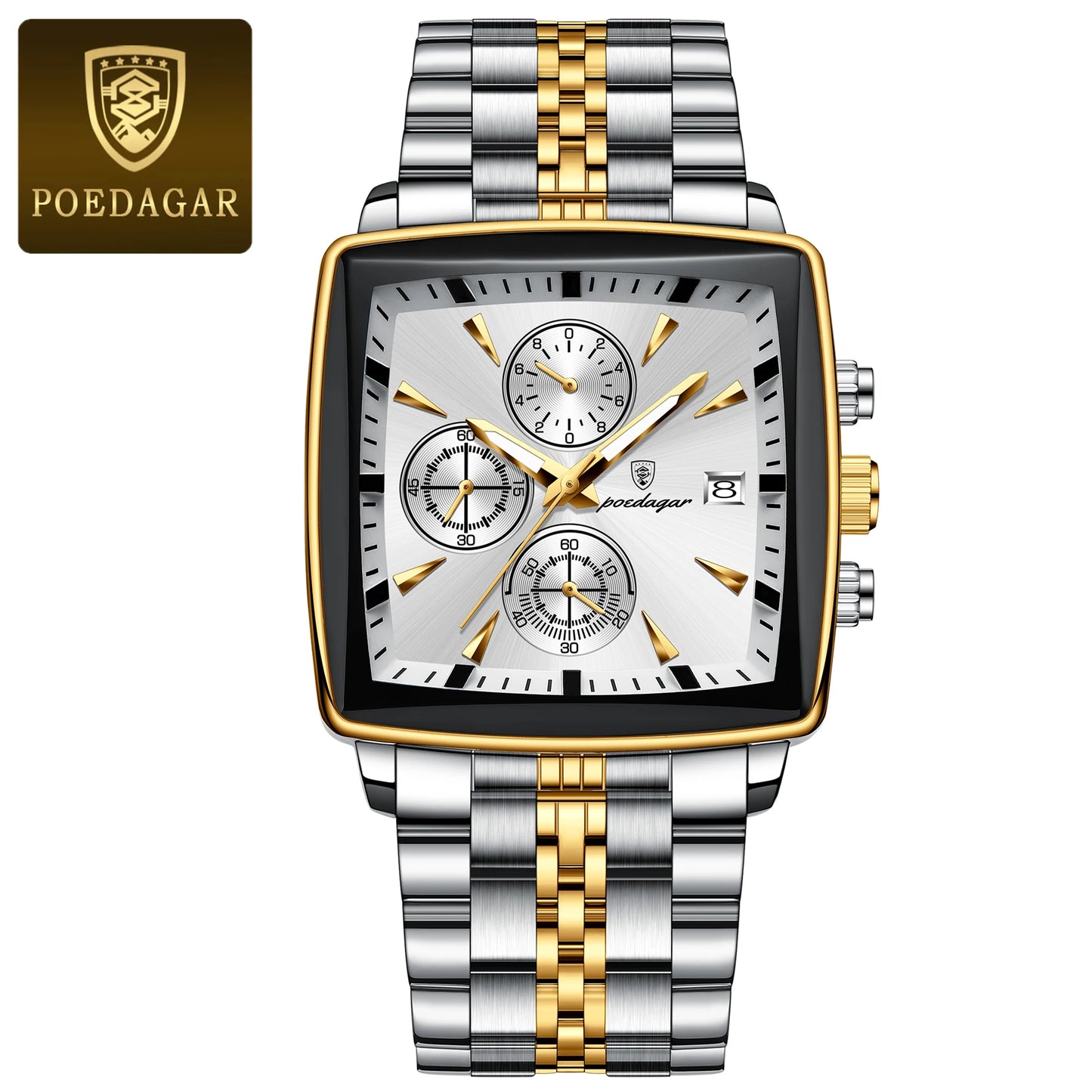 POEDAGAR Men’s Waterproof Chronograph Watch – Stainless Steel Quartz Watch