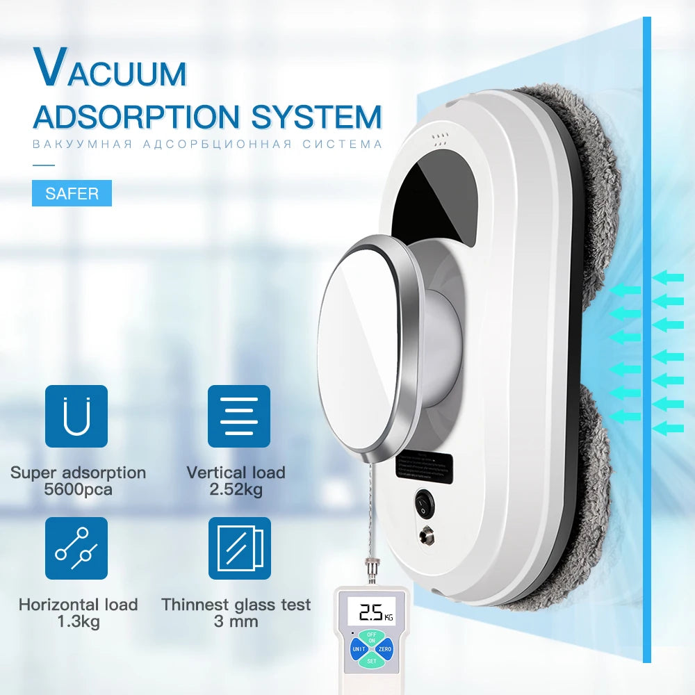 Automatic Window Cleaning Robot with Auto Spray & Safety Rope - Smart Glass Cleaner for Home Use with Remote Control