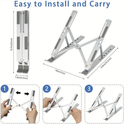 Adjustable Aluminum Laptop Stand – Foldable & Portable