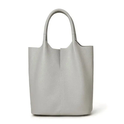 Genuine Leather Bucket Tote Bag – Luxury Cowhide Shoulder Shopper for Women