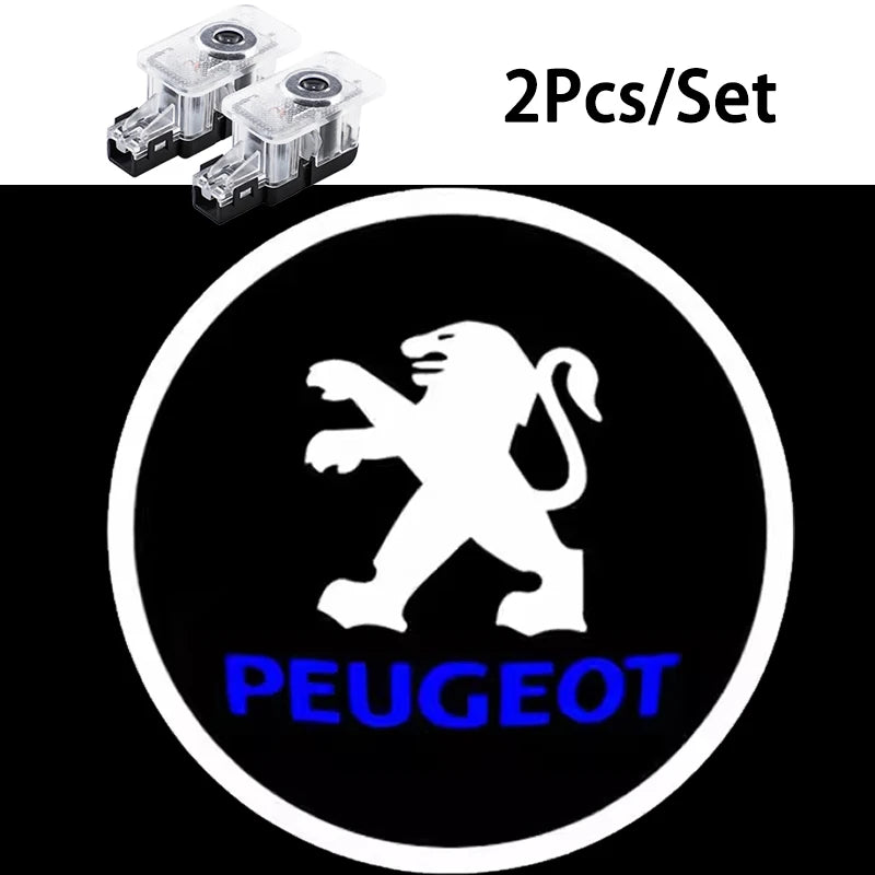 2Pcs Car Door Welcome Lights Projector Lamps Accessories For Peugeot 206 307 308 207 3008 208 407 508 2008 5008 301