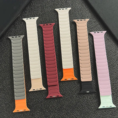 Magnetic Silicone Strap for Apple Watch – Adjustable Band (38–49mm, Ultra & Series Compatible)