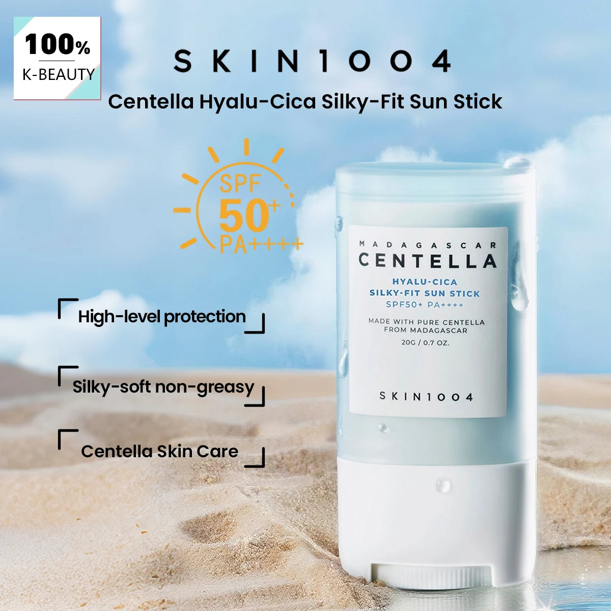 SKIN1004 Hyalu-Cica Sun Stick SPF50+ PA++++ – Portable Centella Sunscreen for Daily Protection