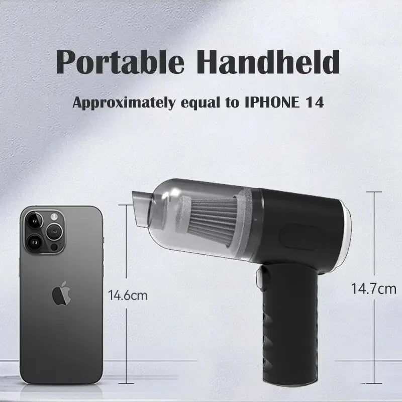 9000Pa Wireless Car Vacuum Cleaner – USB Rechargeable Mini Wet & Dry Cleaner