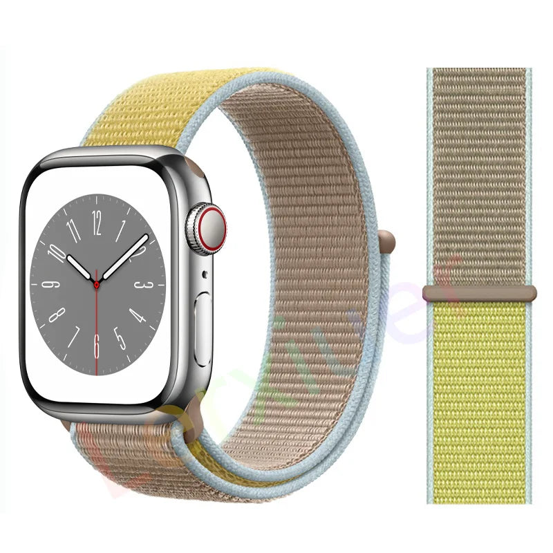 Nylon Loop Strap for Apple Watch Band 46mm 44mm 40mm 42mm 45mm 41mm 49mm 44 mm Bracelet iWatch Series Ultra 2 11 10 9 SE 7 6 5 4