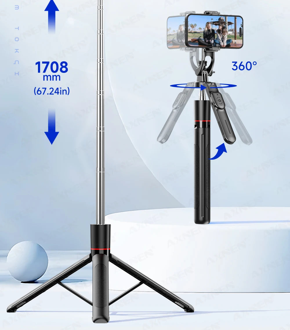 F16 Selfie Stick Tripod – 170cm Extendable with Bluetooth Remote & 360° Rotation