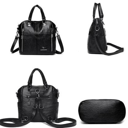 Hot Sale High Quality Leather Backpack Women Shoulder Bags Multifunction Travel Backpack School Bags for Girls Bagpack Mochila