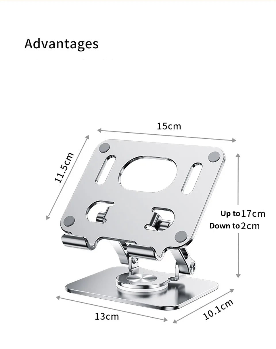 360° Rotating Tablet Stand – Adjustable Foldable Aluminum Holder for iPad & Phone