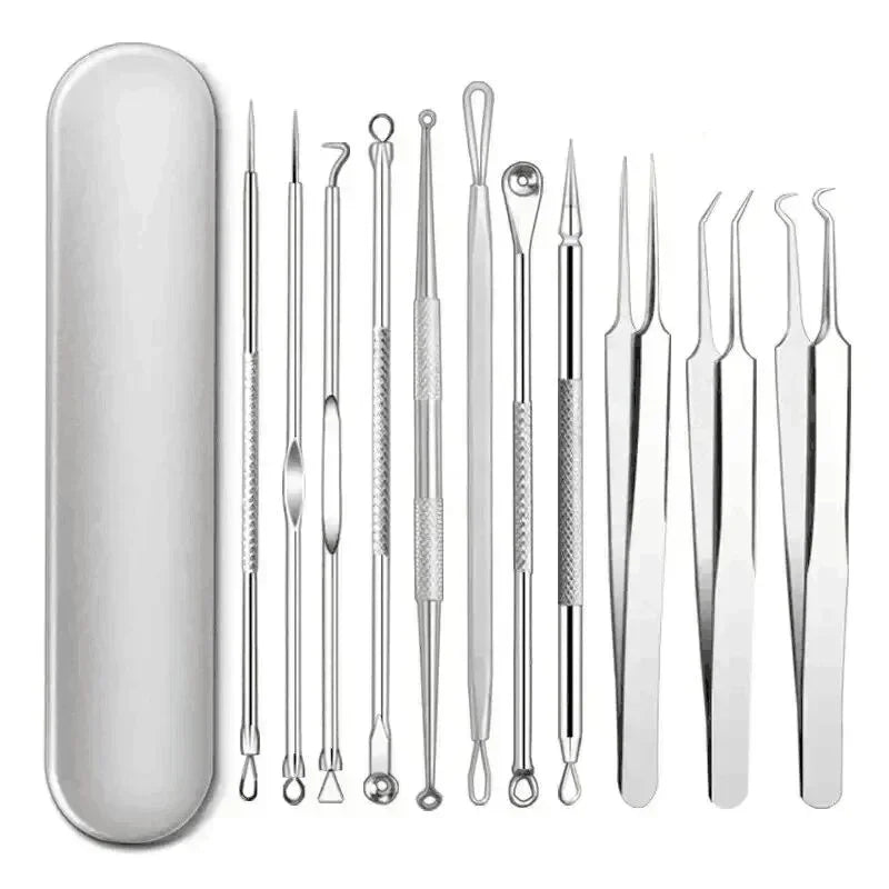 4–11PCS Blackhead Removal Tool Kit – Tweezers & Acne Needle Set