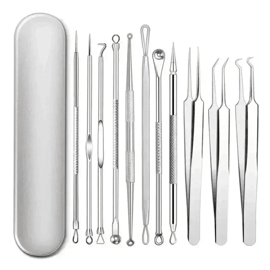 4–11PCS Blackhead Removal Tool Kit – Tweezers & Acne Needle Set