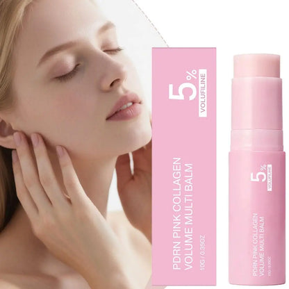 5% Volufiline PDRN Pink Collagen Volume Multi Balm LongLasting Hydrating Plumping Moisturizing Skin Care Stick for Face and Body